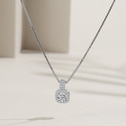 Dainty square S925 sterling silver Zircon diamond pendant necklace