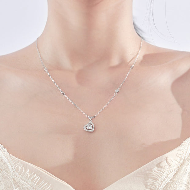 S925 sterling silver heart pendant necklace