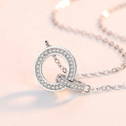 Circle of love knot pendant S925 sterling silver CZ necklace