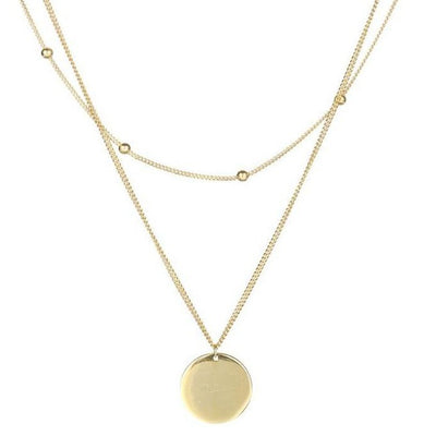925 Sterling silver Gold disc pendant necklace for women