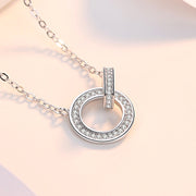 Circle of love knot pendant S925 sterling silver CZ necklace