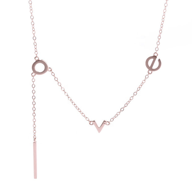 Rose gold charm love letter necklace