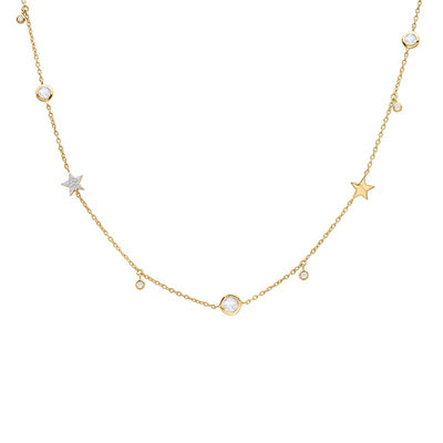 18k gold plated star and round dainty necklace